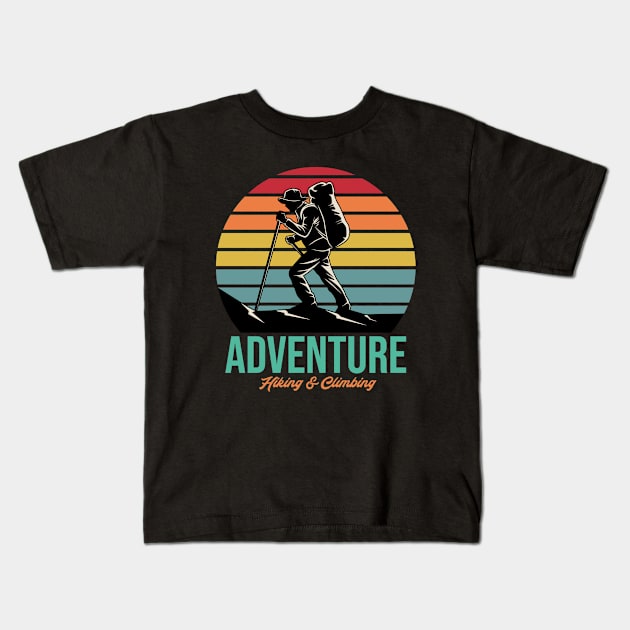 Outdoor adventure hiking & climbing Kids T-Shirt by Mako Design 